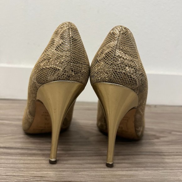Kate Spade Gold Snakeskin Pumps Size 6.5 - Picture 3 of 5
